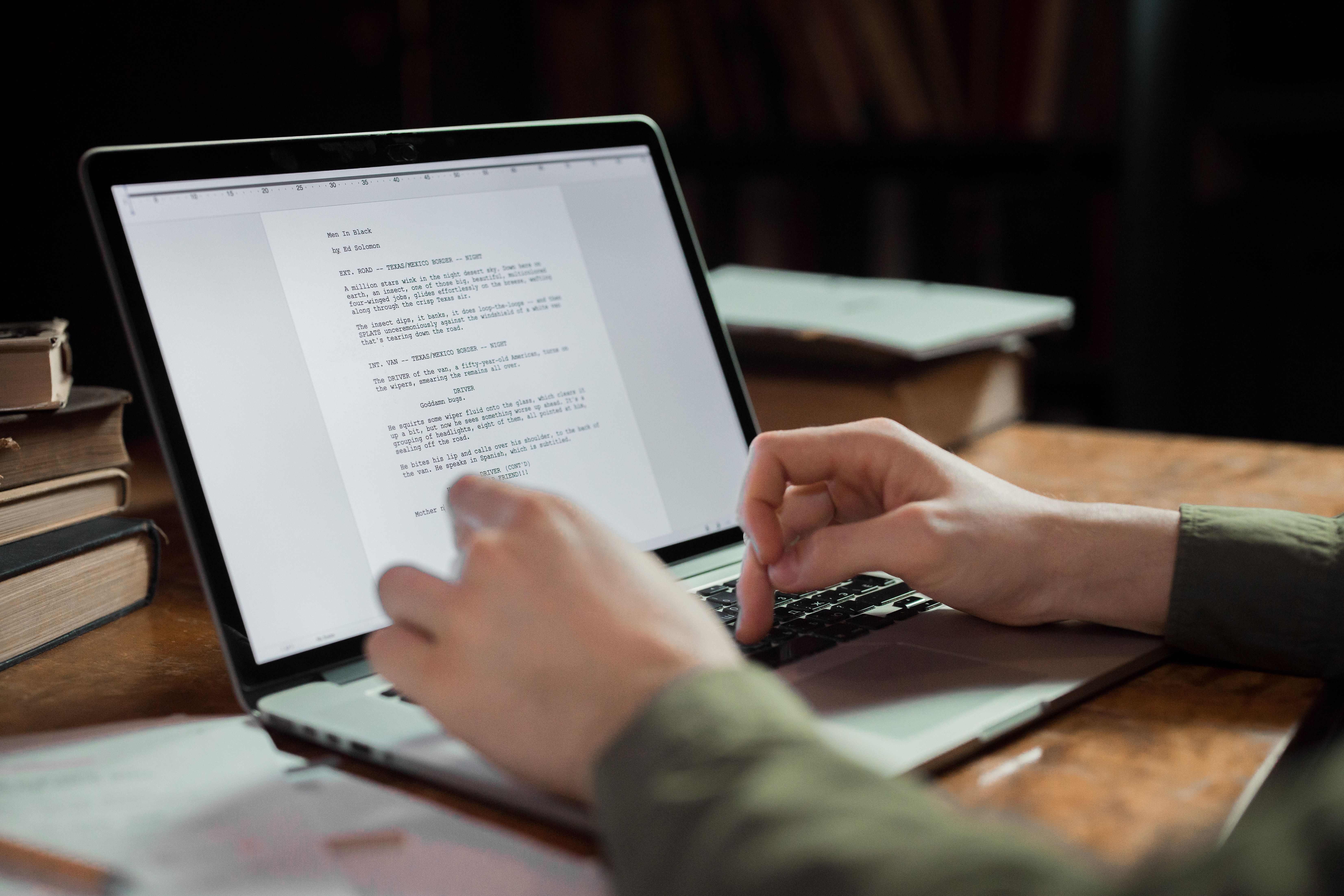 Story writing light mode visual with text encouragement
